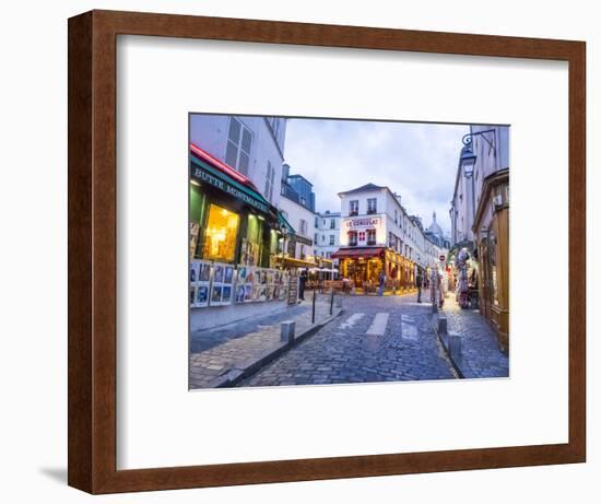 Evening light and restaurants, Montmartre region of Paris.-Sylvia Gulin-Framed Photographic Print