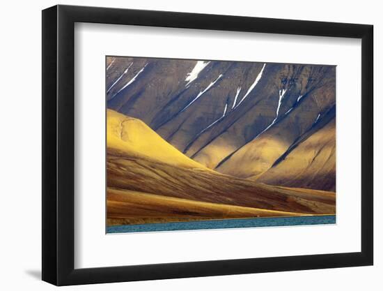 Evening Light Falls onto a Lonely House with Mountain Background-David Slater-Framed Photographic Print
