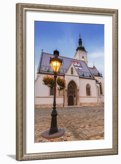 Evening Light on Saint Mark's Church in Old Town Gradec, Zagreb, Croatia-Russ Bishop-Framed Photographic Print