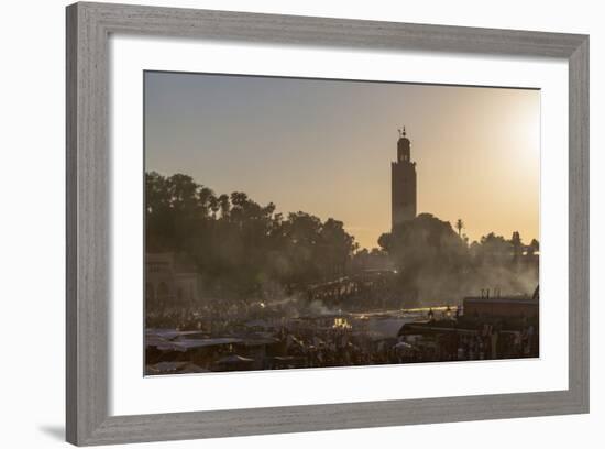 Evening Light on the Busy Square of Place Jemaa El-Fna-Martin Child-Framed Photographic Print