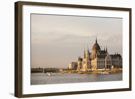 Evening Light on the Hungarian Parliament Building and Danube River, Budapest, Hungary, Europe-Ben Pipe-Framed Photographic Print