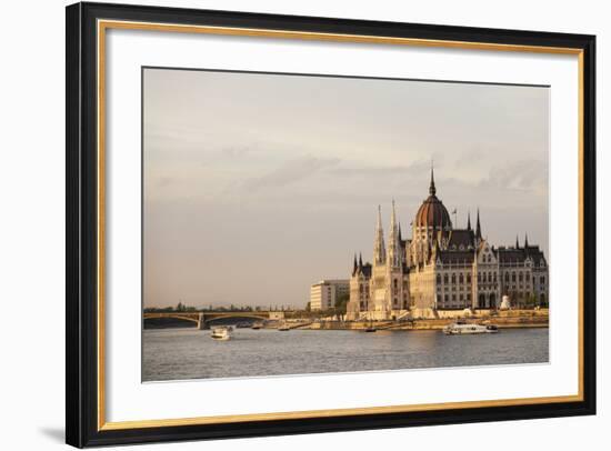 Evening Light on the Hungarian Parliament Building and Danube River, Budapest, Hungary, Europe-Ben Pipe-Framed Photographic Print