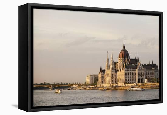 Evening Light on the Hungarian Parliament Building and Danube River, Budapest, Hungary, Europe-Ben Pipe-Framed Premier Image Canvas