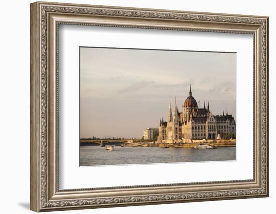 Evening Light on the Hungarian Parliament Building and Danube River, Budapest, Hungary, Europe-Ben Pipe-Framed Photographic Print