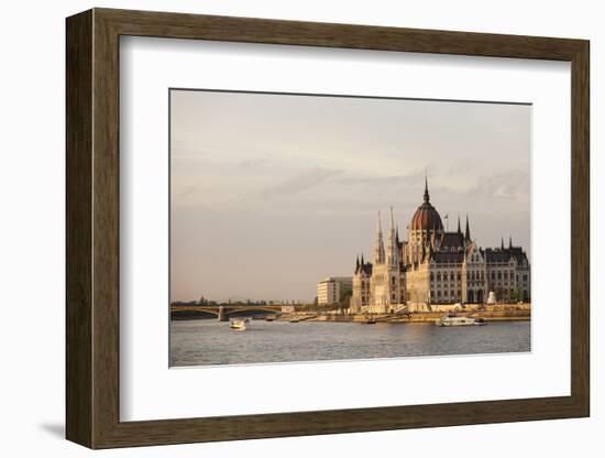 Evening Light on the Hungarian Parliament Building and Danube River, Budapest, Hungary, Europe-Ben Pipe-Framed Photographic Print