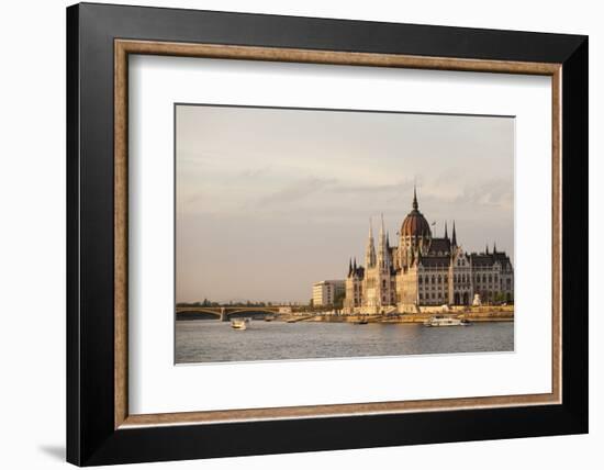 Evening Light on the Hungarian Parliament Building and Danube River, Budapest, Hungary, Europe-Ben Pipe-Framed Photographic Print