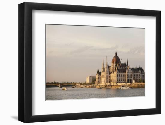 Evening Light on the Hungarian Parliament Building and Danube River, Budapest, Hungary, Europe-Ben Pipe-Framed Photographic Print