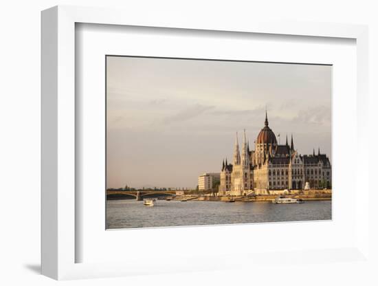 Evening Light on the Hungarian Parliament Building and Danube River, Budapest, Hungary, Europe-Ben Pipe-Framed Photographic Print