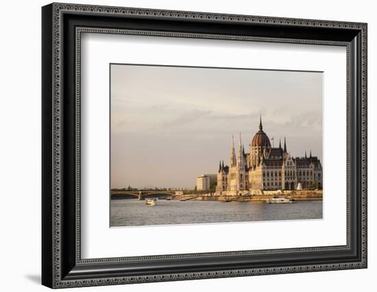 Evening Light on the Hungarian Parliament Building and Danube River, Budapest, Hungary, Europe-Ben Pipe-Framed Photographic Print