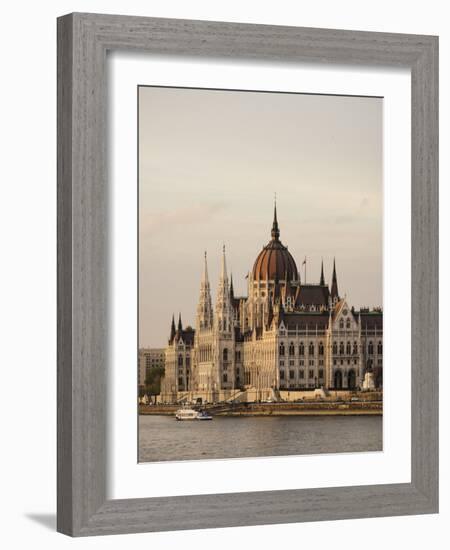 Evening Light on the Hungarian Parliament Building and Danube River, Budapest, Hungary, Europe-Ben Pipe-Framed Photographic Print