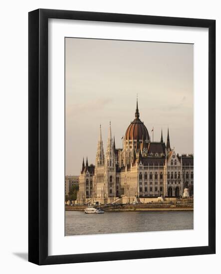 Evening Light on the Hungarian Parliament Building and Danube River, Budapest, Hungary, Europe-Ben Pipe-Framed Photographic Print