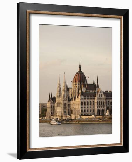 Evening Light on the Hungarian Parliament Building and Danube River, Budapest, Hungary, Europe-Ben Pipe-Framed Photographic Print