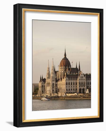 Evening Light on the Hungarian Parliament Building and Danube River, Budapest, Hungary, Europe-Ben Pipe-Framed Photographic Print