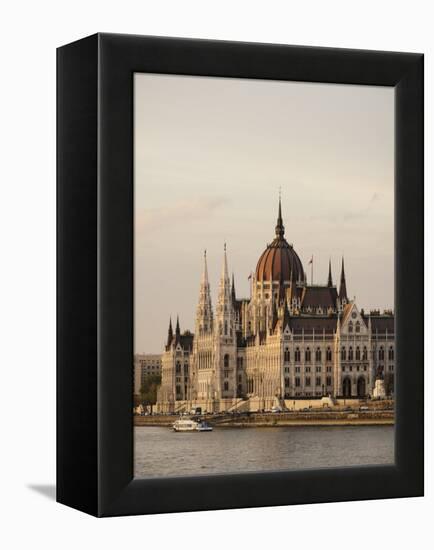 Evening Light on the Hungarian Parliament Building and Danube River, Budapest, Hungary, Europe-Ben Pipe-Framed Premier Image Canvas