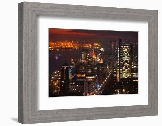 Evening Mood in the Metropolis of Hamburg on the Elbe River-Thomas Ebelt-Framed Photographic Print