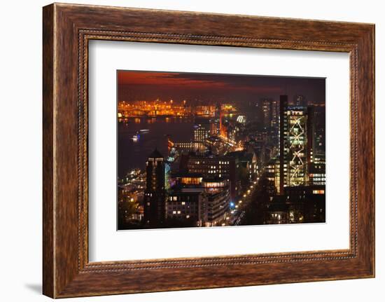 Evening Mood in the Metropolis of Hamburg on the Elbe River-Thomas Ebelt-Framed Photographic Print