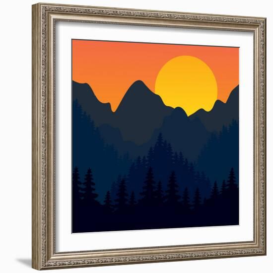 Evening Mountains Forest-Zolotnyk Mariana-Framed Premium Giclee Print