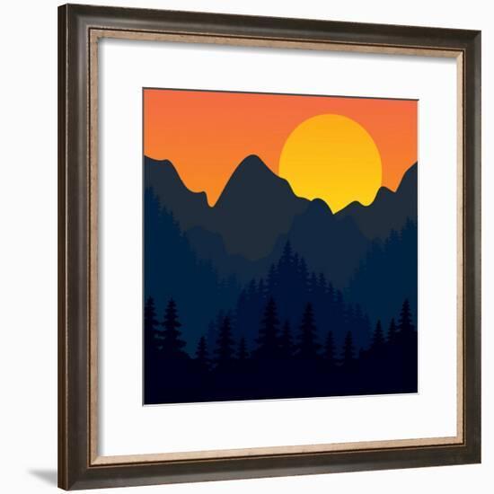 Evening Mountains Forest-Zolotnyk Mariana-Framed Premium Giclee Print