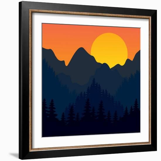 Evening Mountains Forest-Zolotnyk Mariana-Framed Premium Giclee Print