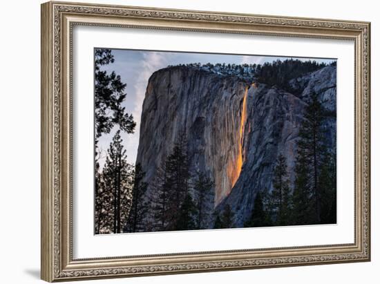 Evening of Fire, Horsetail Falls, Yosemite National Park, Rare Light-Vincent James-Framed Photographic Print