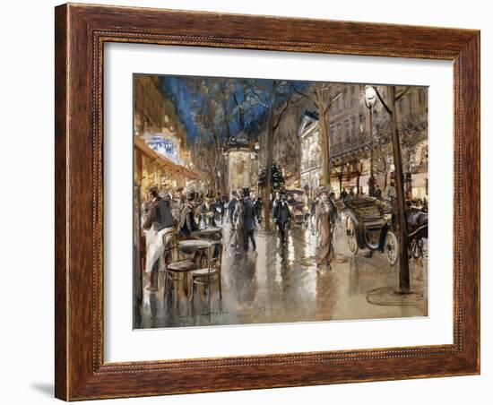 Evening on a Parisian Boulevard-Georges Stein-Framed Giclee Print