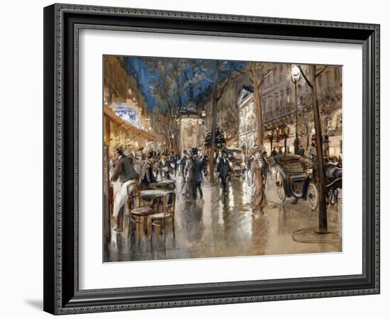 Evening on a Parisian Boulevard-Georges Stein-Framed Giclee Print