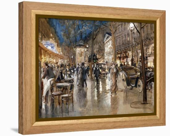 Evening on a Parisian Boulevard-Georges Stein-Framed Premier Image Canvas