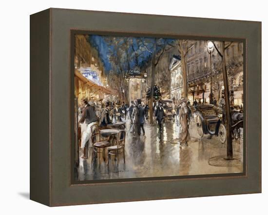 Evening on a Parisian Boulevard-Georges Stein-Framed Premier Image Canvas