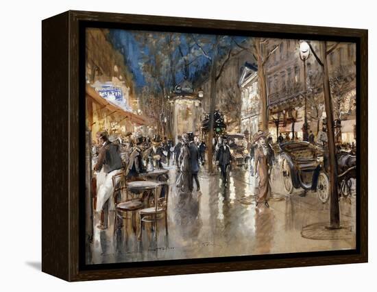 Evening on a Parisian Boulevard-Georges Stein-Framed Premier Image Canvas