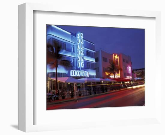 Evening on Ocean Drive, South Beach, Miami, Florida, USA-Robin Hill-Framed Photographic Print