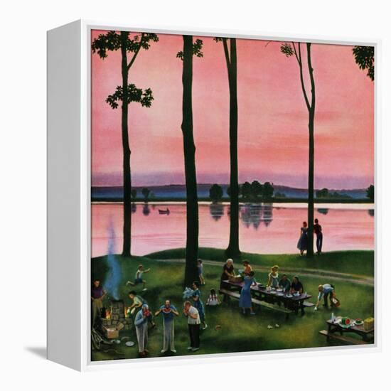 "Evening Picnic", August 18, 1951-John Falter-Framed Premier Image Canvas