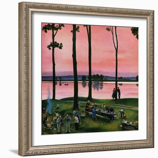 "Evening Picnic", August 18, 1951-John Falter-Framed Giclee Print