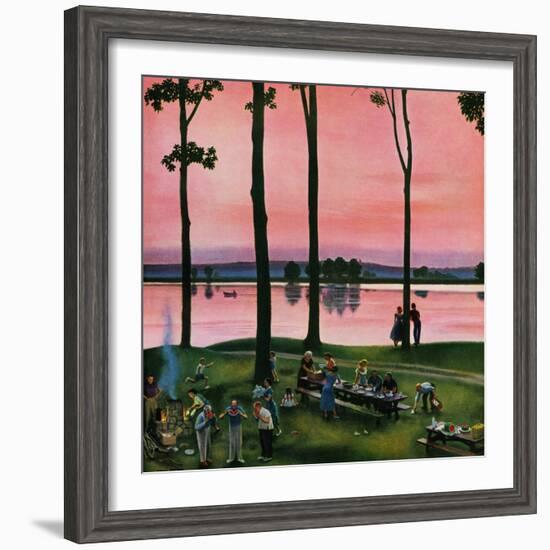 "Evening Picnic", August 18, 1951-John Falter-Framed Giclee Print