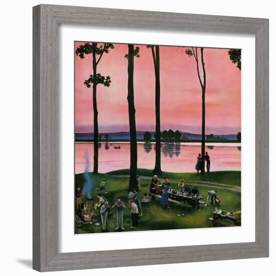 "Evening Picnic", August 18, 1951-John Falter-Framed Giclee Print