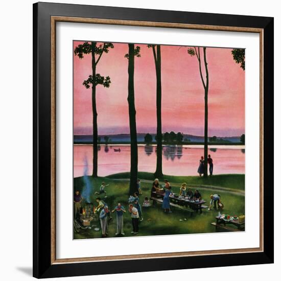 "Evening Picnic", August 18, 1951-John Falter-Framed Giclee Print