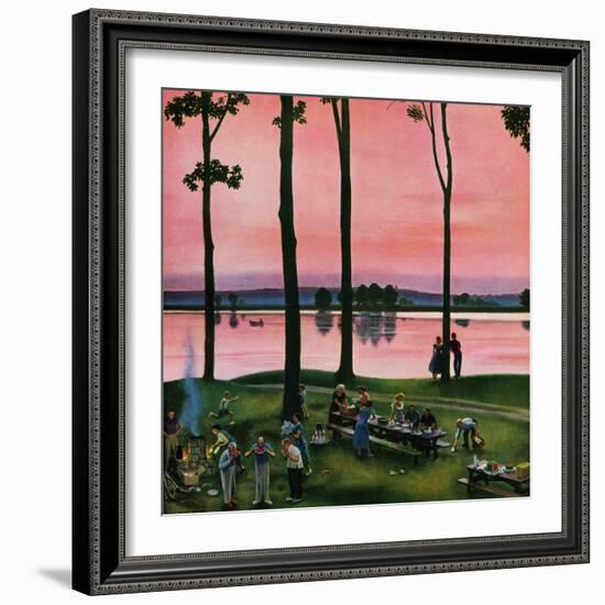 "Evening Picnic", August 18, 1951-John Falter-Framed Giclee Print