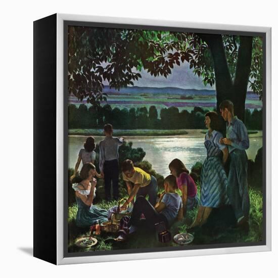 "Evening Picnic," June 4, 1949-John Falter-Framed Premier Image Canvas