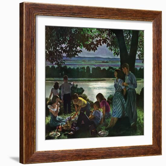 "Evening Picnic," June 4, 1949-John Falter-Framed Giclee Print