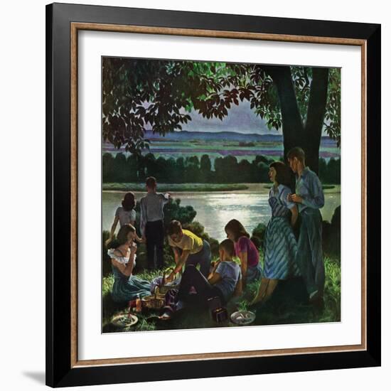 "Evening Picnic," June 4, 1949-John Falter-Framed Giclee Print