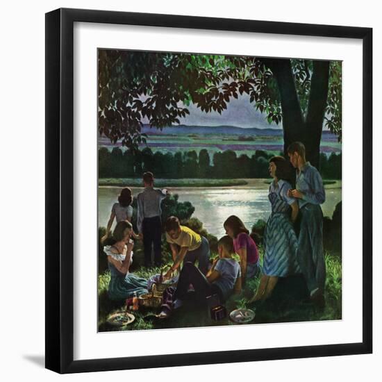 "Evening Picnic," June 4, 1949-John Falter-Framed Giclee Print