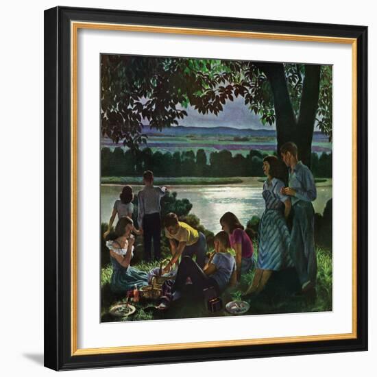 "Evening Picnic," June 4, 1949-John Falter-Framed Giclee Print