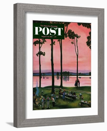 "Evening Picnic" Saturday Evening Post Cover, August 18, 1951-John Falter-Framed Giclee Print