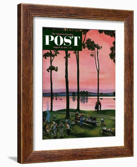 "Evening Picnic" Saturday Evening Post Cover, August 18, 1951-John Falter-Framed Giclee Print