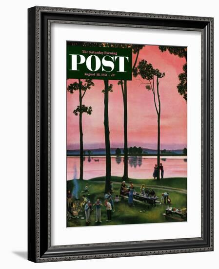 "Evening Picnic" Saturday Evening Post Cover, August 18, 1951-John Falter-Framed Giclee Print