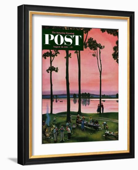 "Evening Picnic" Saturday Evening Post Cover, August 18, 1951-John Falter-Framed Giclee Print