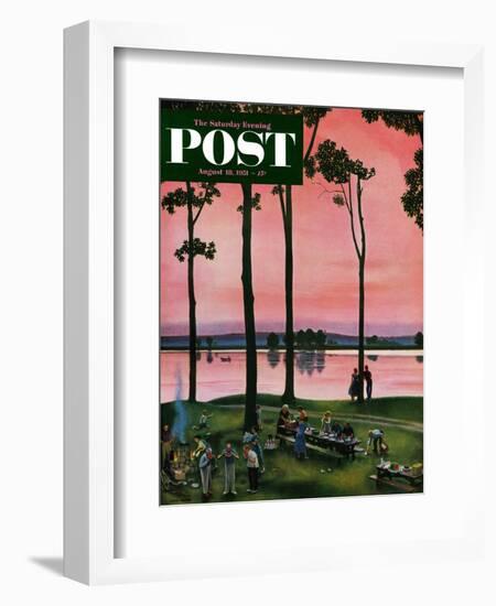 "Evening Picnic" Saturday Evening Post Cover, August 18, 1951-John Falter-Framed Giclee Print