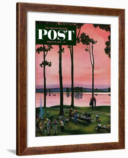 "Evening Picnic" Saturday Evening Post Cover, August 18, 1951-John Falter-Framed Giclee Print