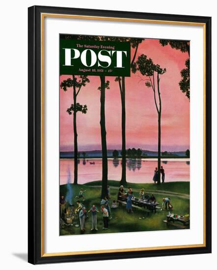 "Evening Picnic" Saturday Evening Post Cover, August 18, 1951-John Falter-Framed Giclee Print