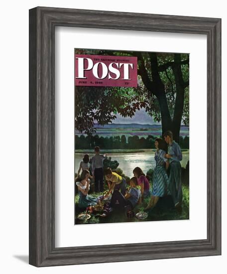 "Evening Picnic," Saturday Evening Post Cover, June 4, 1949-John Falter-Framed Giclee Print