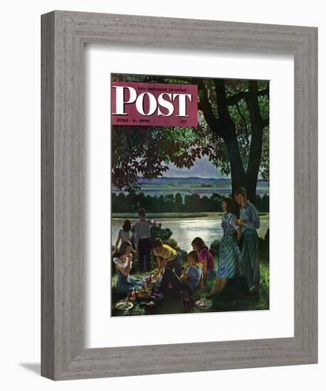 "Evening Picnic," Saturday Evening Post Cover, June 4, 1949-John Falter-Framed Giclee Print